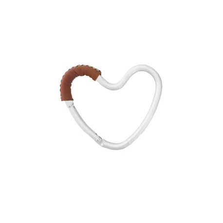 Kidco - BUGGY HEART HOOK by BUGGYGEAR, Silver Aluminum/Brown Leather